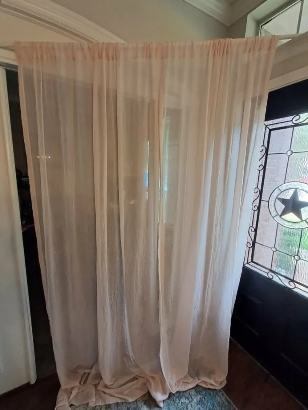 Light Pink Crinkle Curtains 2 Panels Rod Pocket 50x98